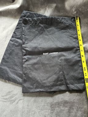 2 Saint Laurent Black Drawstring Dust Pouches with White Logo